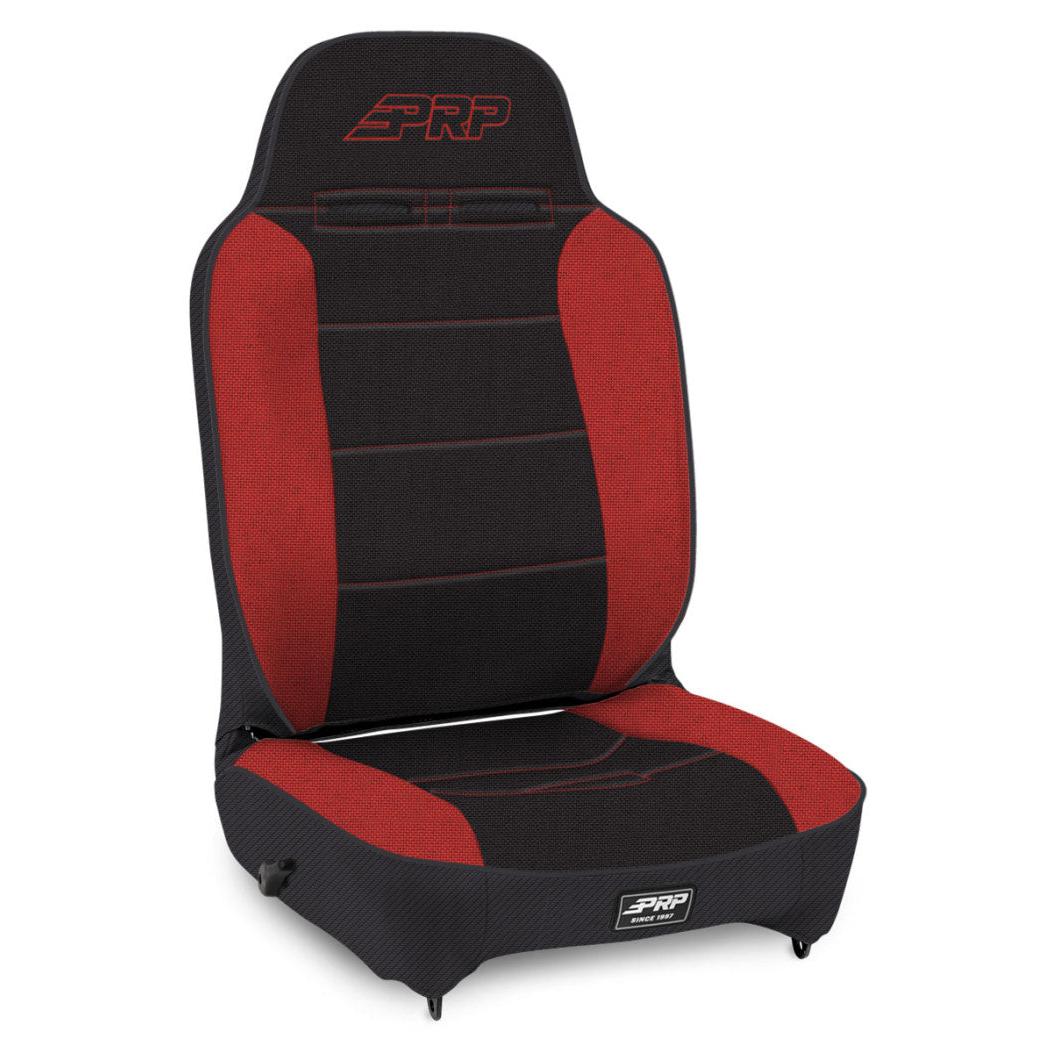 PRP Enduro High Back Reclining Suspension Seat (Passenger Side) - Black/Red-SR1 Performance