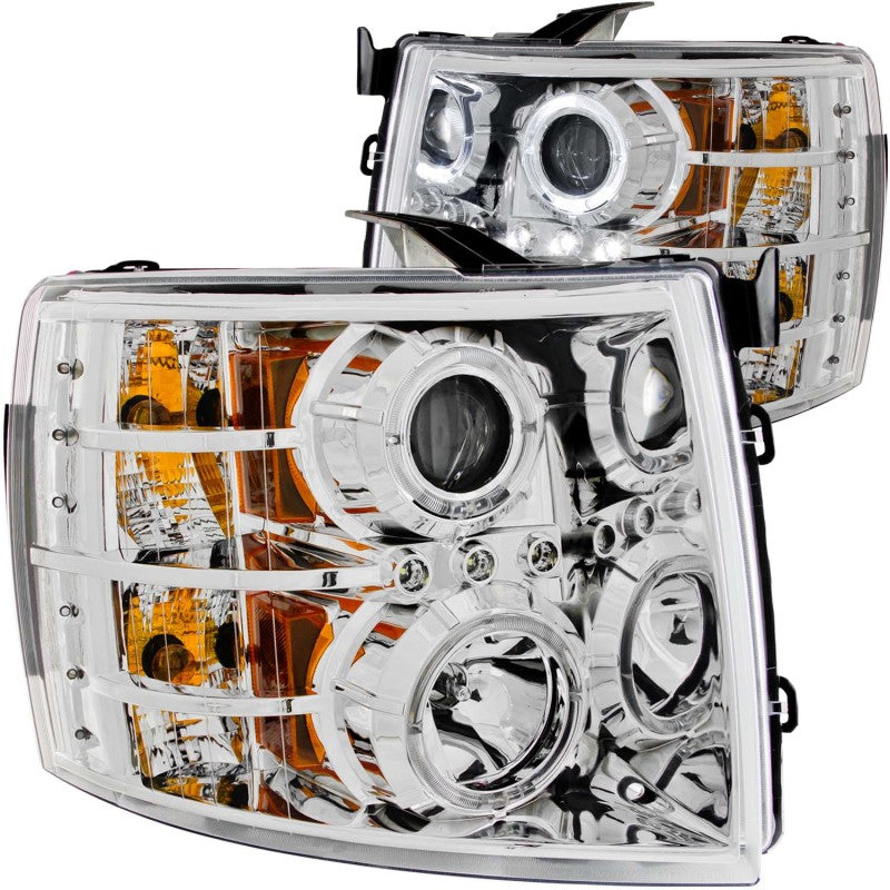 ANZO 2007-2013 Chevrolet Silverado 1500 Projector Headlights w/ Halo Chrome-SR1 Performance