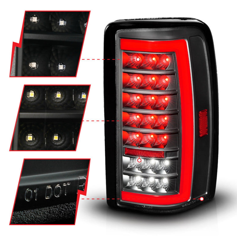 ANZO 00-06 Chevrolet Tahoe / GMC Yukon Full LED Taillights w/ Lightbar Black Housing/Clear Lens-SR1 Performance