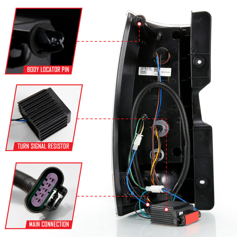 ANZO 2007-2014 Chevy Tahoe LED Taillight Plank Style Black w/Clear Lens-SR1 Performance
