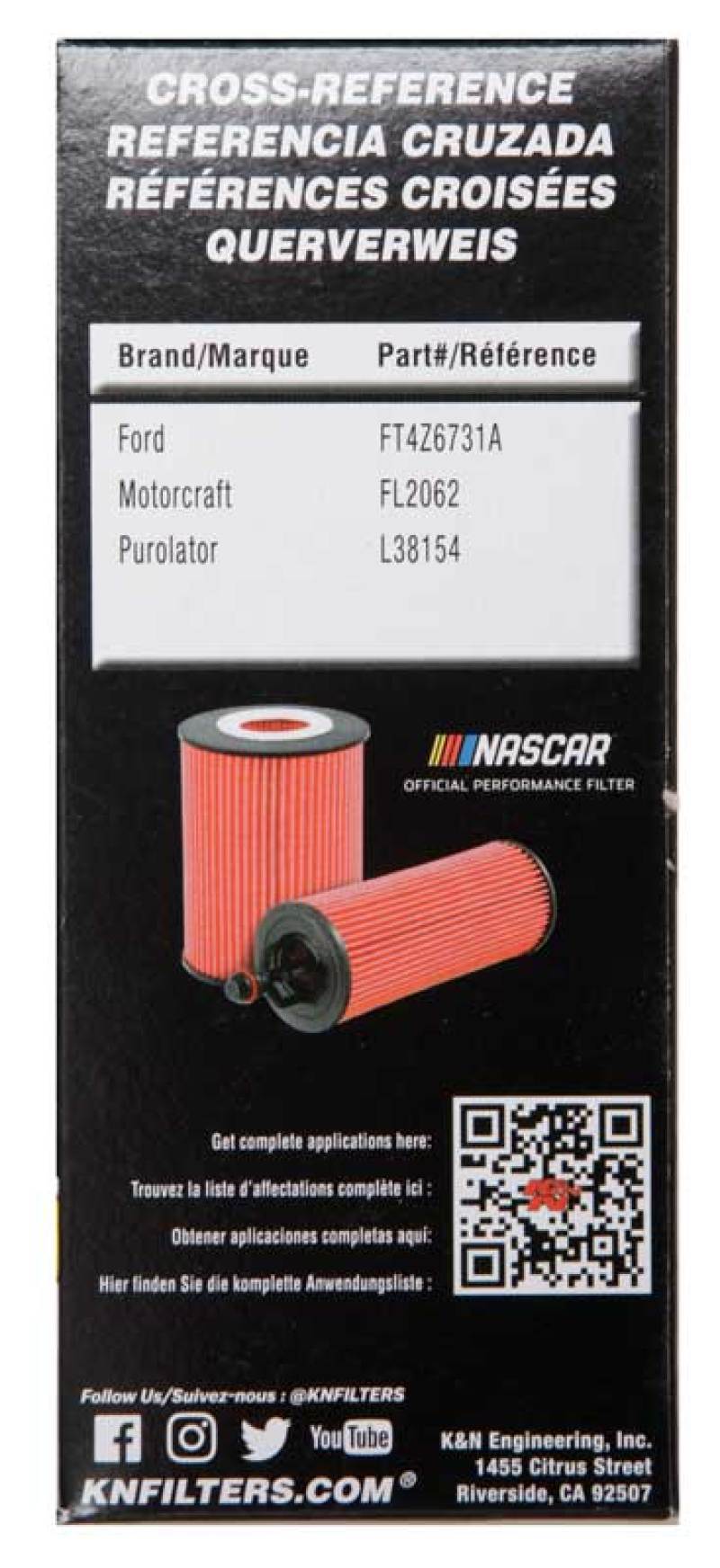 K&N Ford / Lincoln 1.938in OD x 5.5in H Oil Filter-SR1 Performance