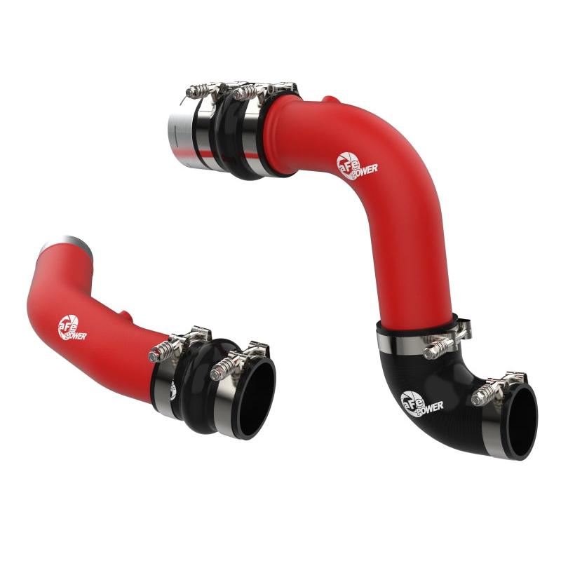 aFe 23-24 Ford Diesel Trucks V8-6.7L (td) BladeRunner Aluminum Hot and Cold Charge Pipe Kit - Red-SR1 Performance