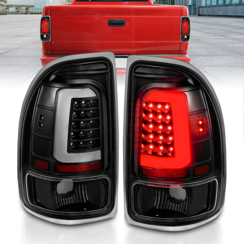 ANZO 1997-2004 Dodge Dakota LED Taillights Black Housing Clear Lens Pair-SR1 Performance