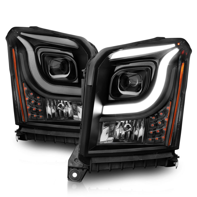 Anzo 15-17 GMC Yukon/Yukon XL Projector Headlights Black Housing/Clear Lens (w/ Light Bars)-SR1 Performance