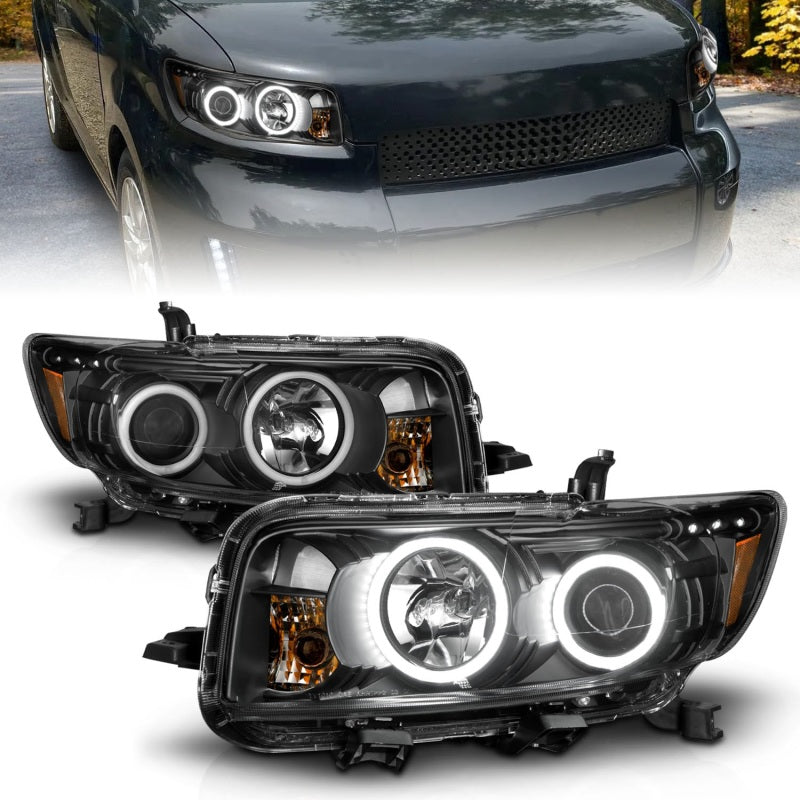 ANZO 2008-2010 Scion Xb Projector Headlights w/ Halo Black-SR1 Performance
