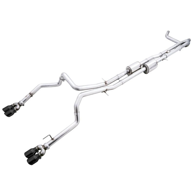 AWE Tuning 4th Gen GM 1500 6.2L 0FG Catback Split Rear Exit (w/ Bumper Cutouts) - Quad Diamond Tips-SR1 Performance