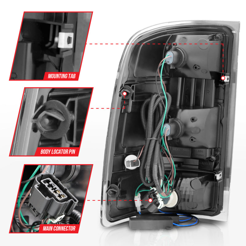 ANZO 2007-2013 GMC Sierra LED Tail Lights w/ Light Bar Black Housing Smoke Lens-SR1 Performance