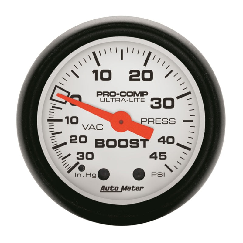 Autometer Phantom 52mm 30in Hg-Vac/45PSI Mechanical Vacuum/Boost Gauge-SR1 Performance