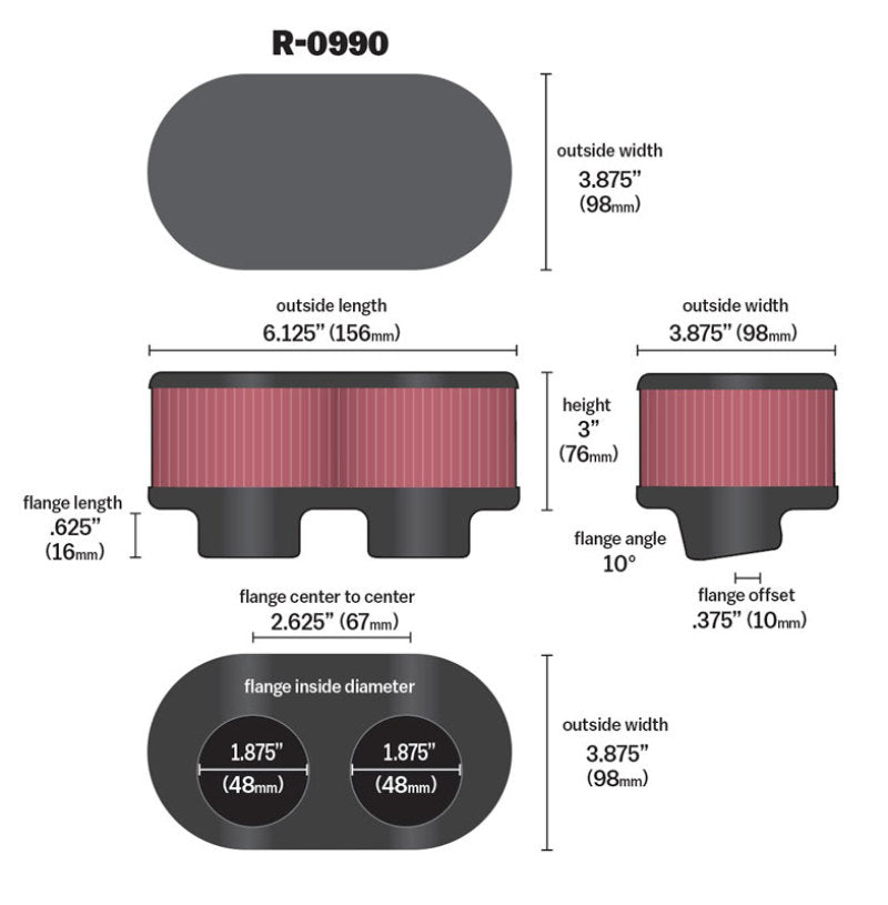 K&N Universal Rubber Filter-SR1 Performance