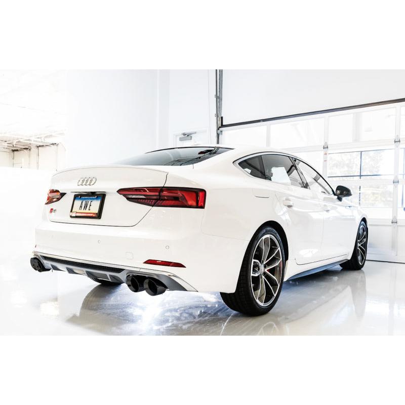 AWE Tuning Audi B9 S4 Touring Edition Exhaust - Non-Resonated (Black 102mm Tips)-SR1 Performance