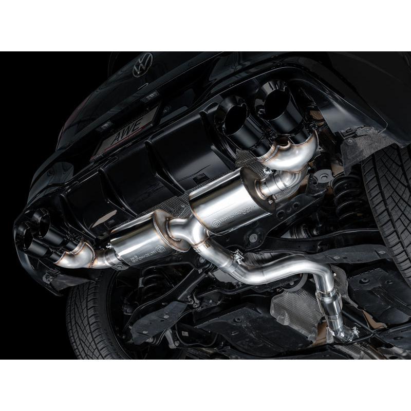 AWE MK8 Volkswagen Golf R 3in Touring Edition Quad Exhaust - Diamond Black Tips-SR1 Performance
