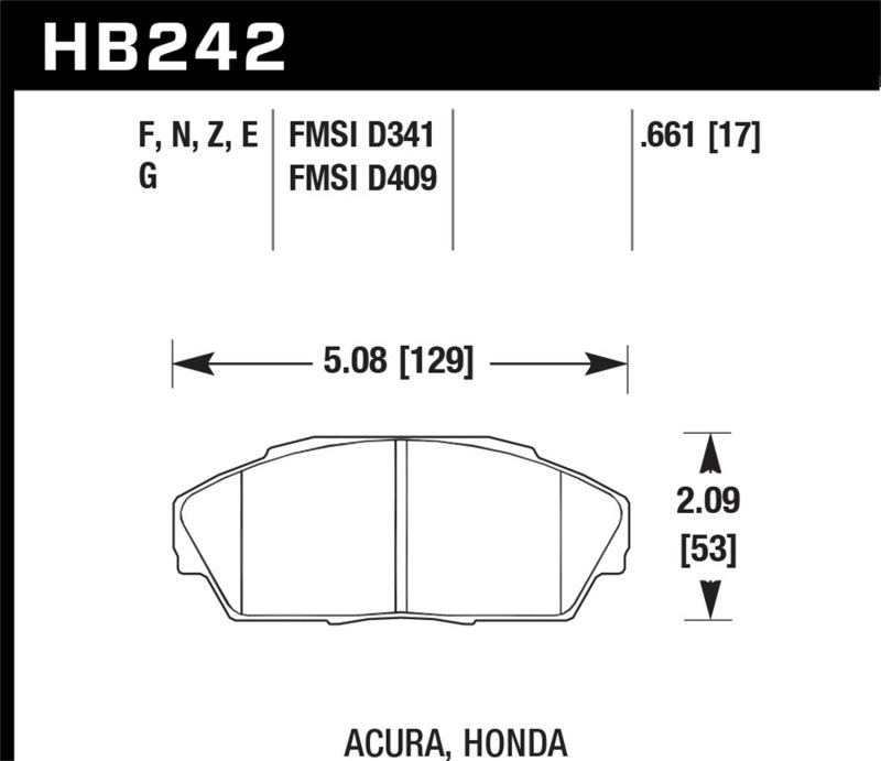Hawk 92-93 Acura Integra 1.6L EX Front ER-1 Brake Pads-SR1 Performance