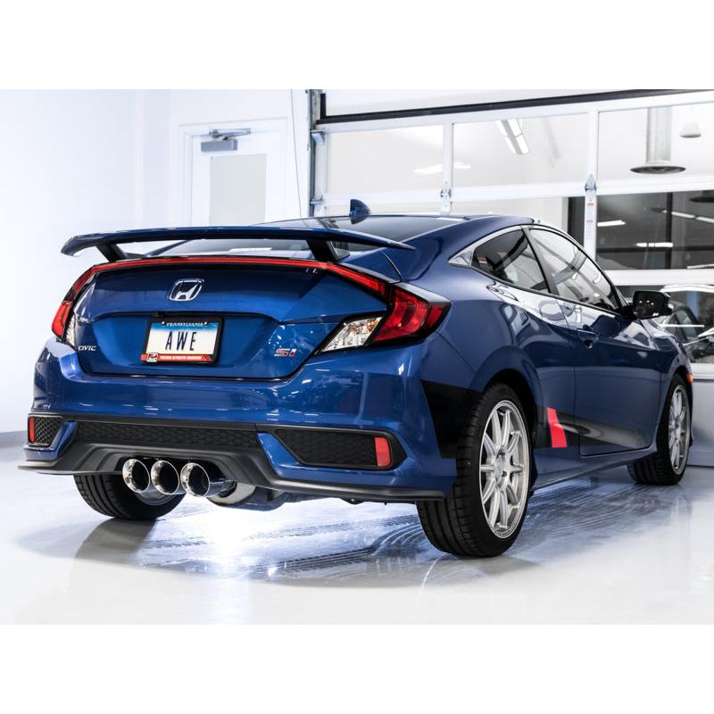 AWE Tuning 2016+ Honda Civic Si Touring Edition Exhaust w/Front Pipe & Triple Chrome Silver Tips-SR1 Performance