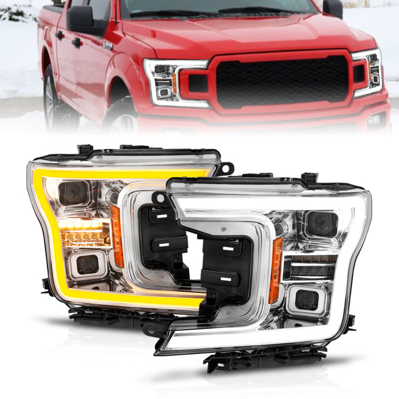 ANZO 18-20 Ford F-150 (w/o Fctry LED) Full LED Proj Headlights w/Light Bar Swtchbk Seq. Chrome w/Int-SR1 Performance