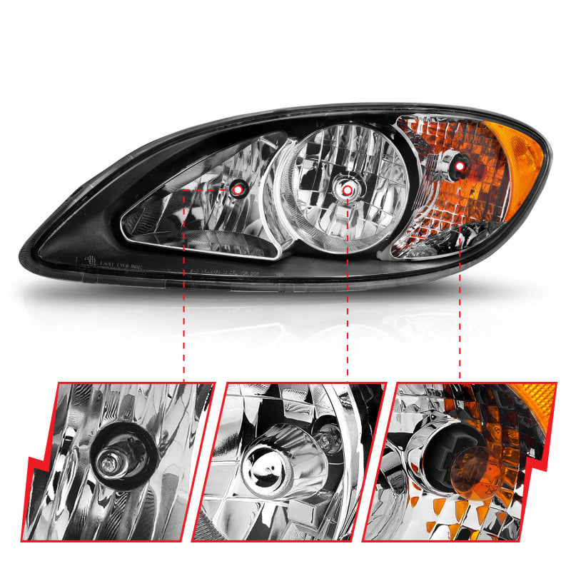 ANZO 2008-2016 International Prostar Crystal Headlights Black Housing (OE Replacement)-SR1 Performance
