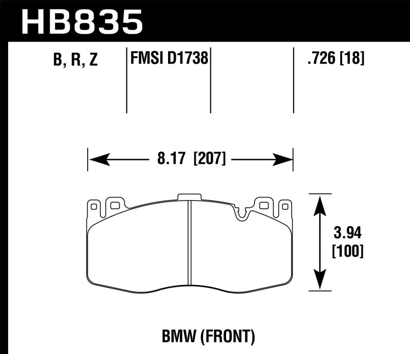 Hawk 13-16 BMW 5 Series HPS 5.0 Front Brake Pads-SR1 Performance