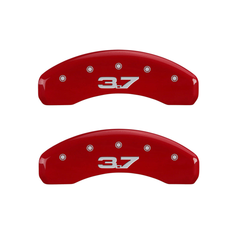 MGP 4 Caliper Covers Engraved Front 2015/Mustang Engraved Rear 2015/37 Red finish silver-SR1 Performance