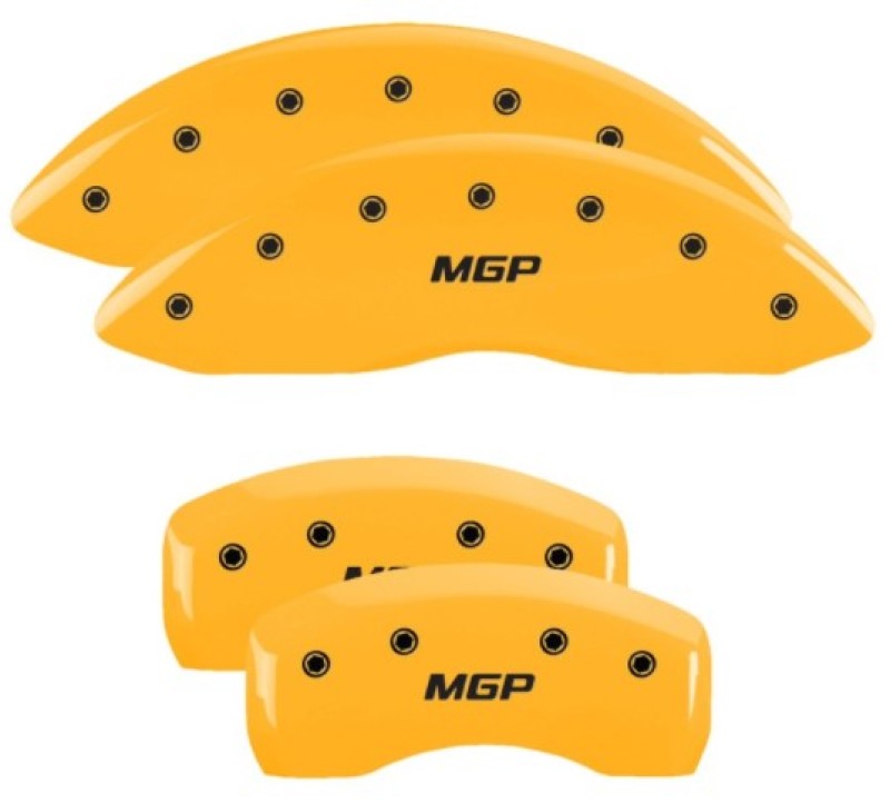 MGP 4 Caliper Covers for Ford Edge 2019-2020 with Yellow Finish and Engraved Black Characters