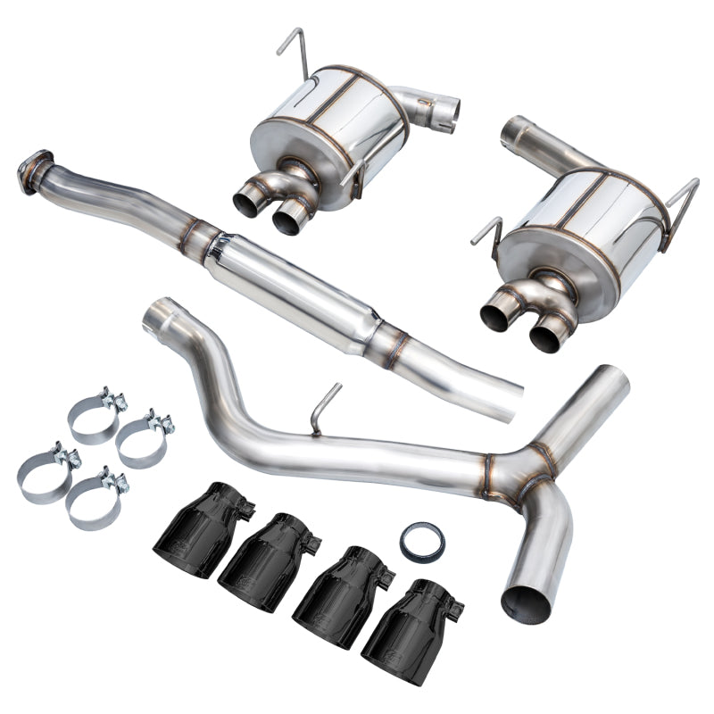 AWE Tuning Subaru STI VA / WRX GV / STI GV Sedan Touring Edition Exhaust - Diamond Black Tip (102mm)-SR1 Performance