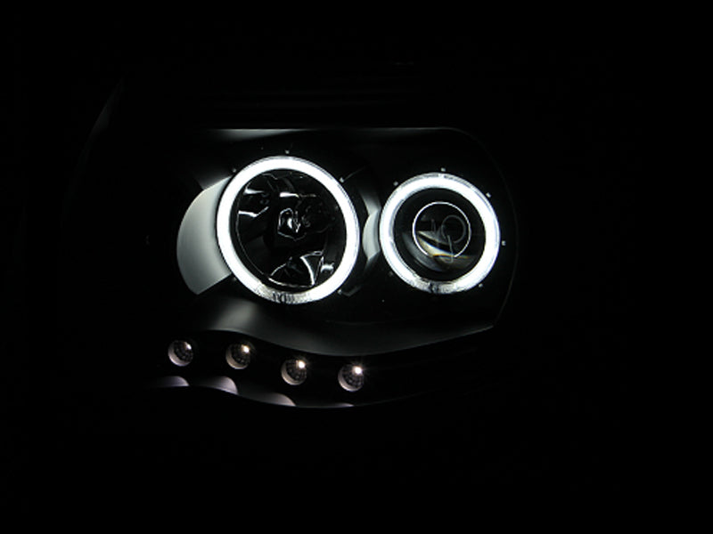 ANZO 2005-2011 Toyota Tacoma Projector Headlights w/ Halo Black-SR1 Performance