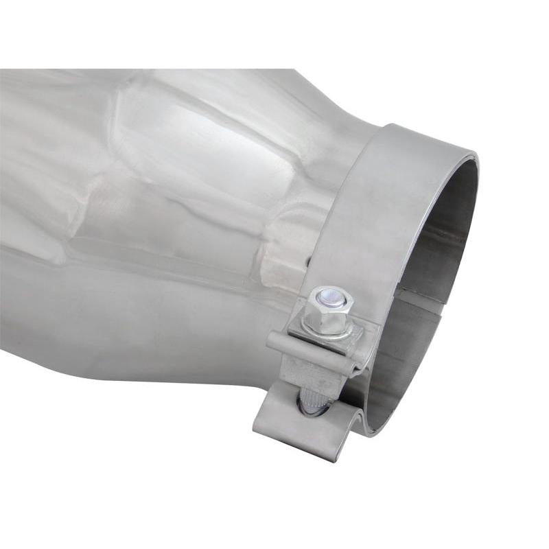aFe MACH Force-XP 304 SS Right Side Single Wall Polished Exhaust Tip 4in Inlet x 6in Outlet x 12in L-SR1 Performance