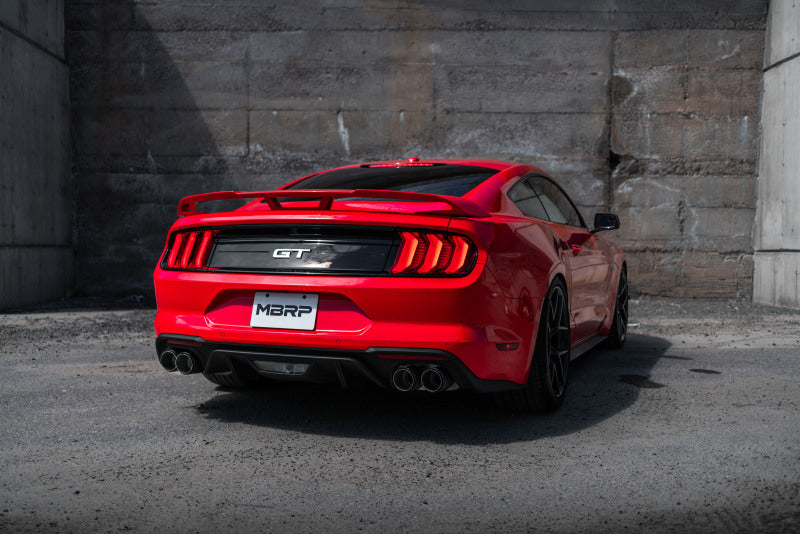 MBRP 18-20 Ford Mustang GT 5.0 w/ Quad Tip Active Exhaust Cat Back Split Rear T304 w/ Carb Fib Tips-SR1 Performance