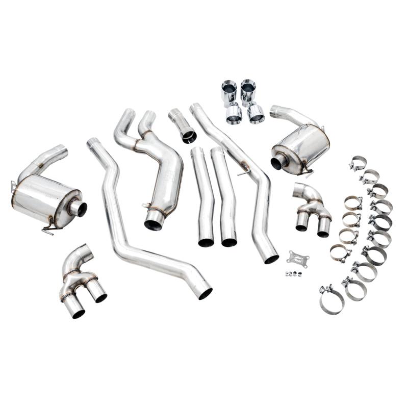 AWE Tuning 2019+ BMW M340i (G20) Non-Resonated Touring Edition Exhaust - Quad Chrome Silver Tips-SR1 Performance