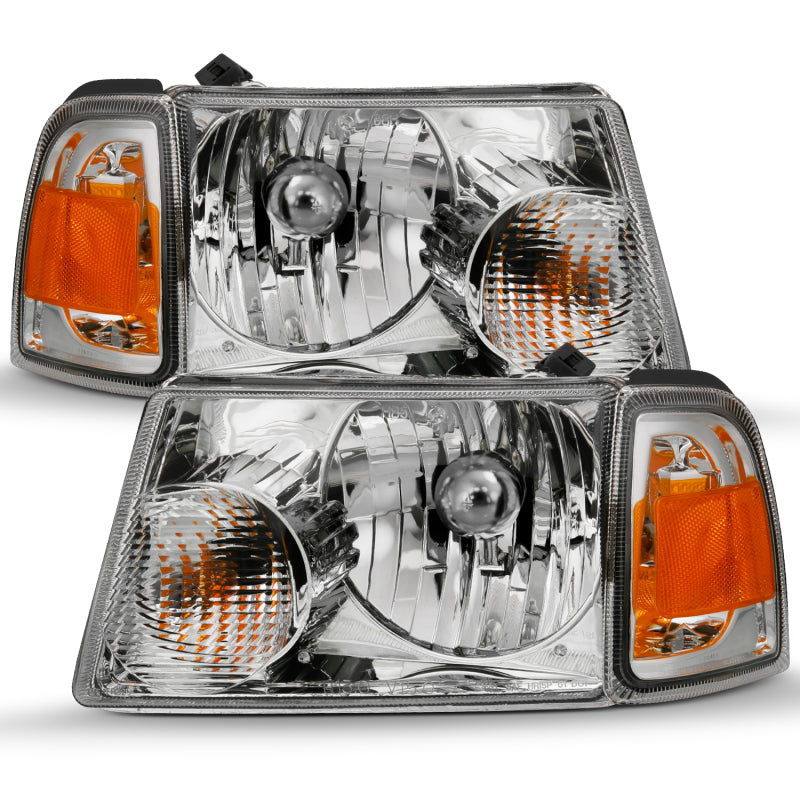 ANZO 2001-2011 Ford Ranger Crystal Headlight Chrome w/Corner Lights (OE Replacement)-SR1 Performance