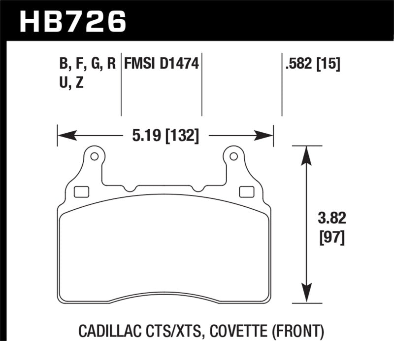 Hawk 2014 Chevrolet Corvette HPS 5.0 Front Brake Pads-SR1 Performance