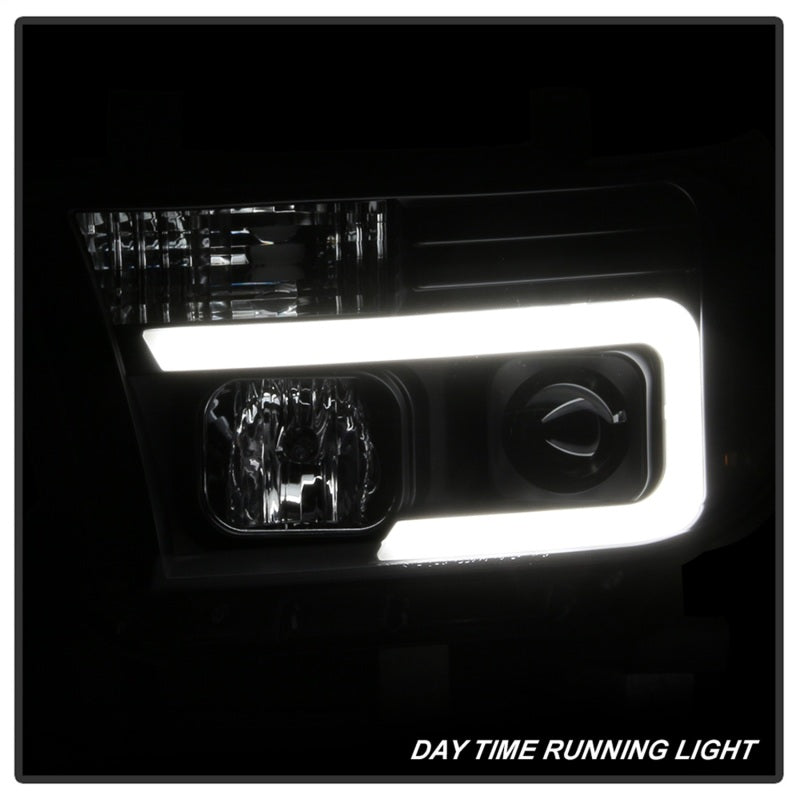 Spyder 08-13 Toyota Sequoia Projector Headlights - Light Bar DRL - Black PRO-YD-TTU07V2-LB-BK-SR1 Performance