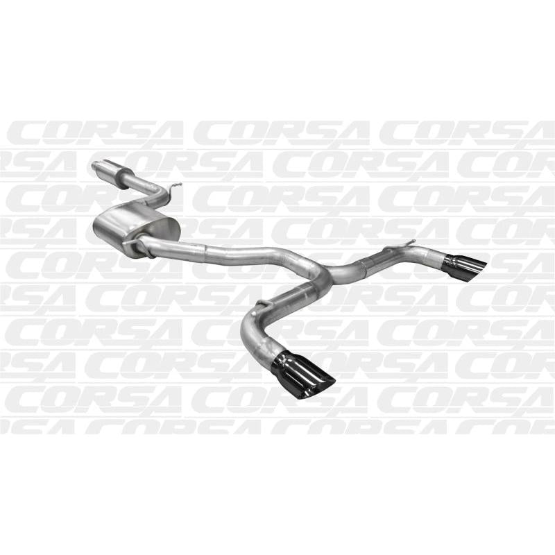 Corsa 14-16 Volkswagen GTI Mk7 Black Sport 3.0in Cat-Back Dual Rear Exit with Single Pro-Series Tips-SR1 Performance