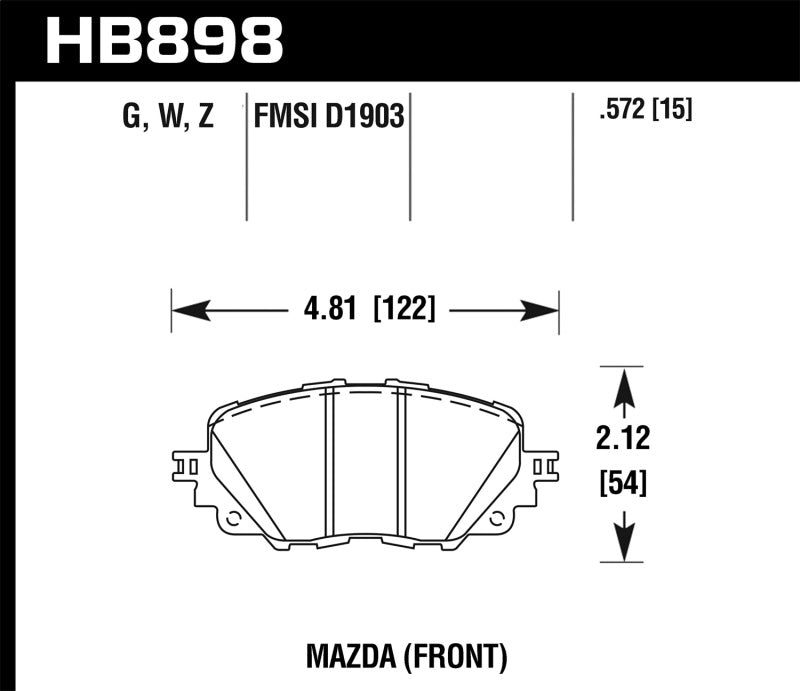 Hawk 17-19 Fiat 124 Spider DTC-30 Front Brake Pads-SR1 Performance