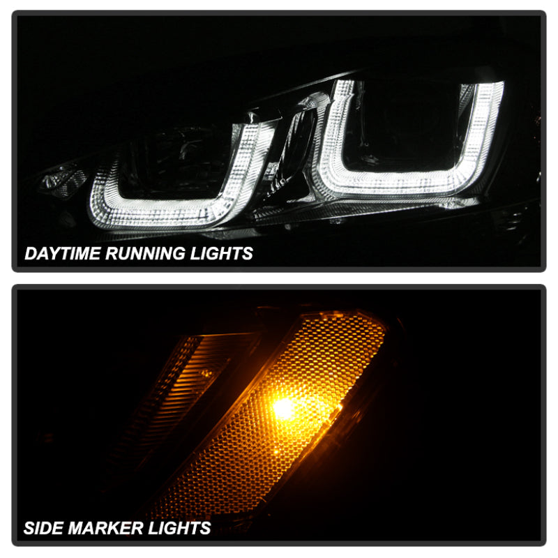 Spyder Volkswagen Golf VII 14-16 Projector Headlights DRL LED Blk Stripe Blk PRO-YD-VG15-BLK-DRL-BK-SR1 Performance