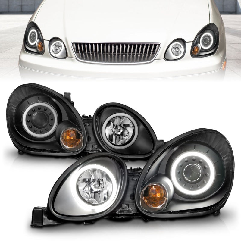 ANZO 1998-2005 Lexus Gs300 Projector Headlights w/ Halo Black-SR1 Performance