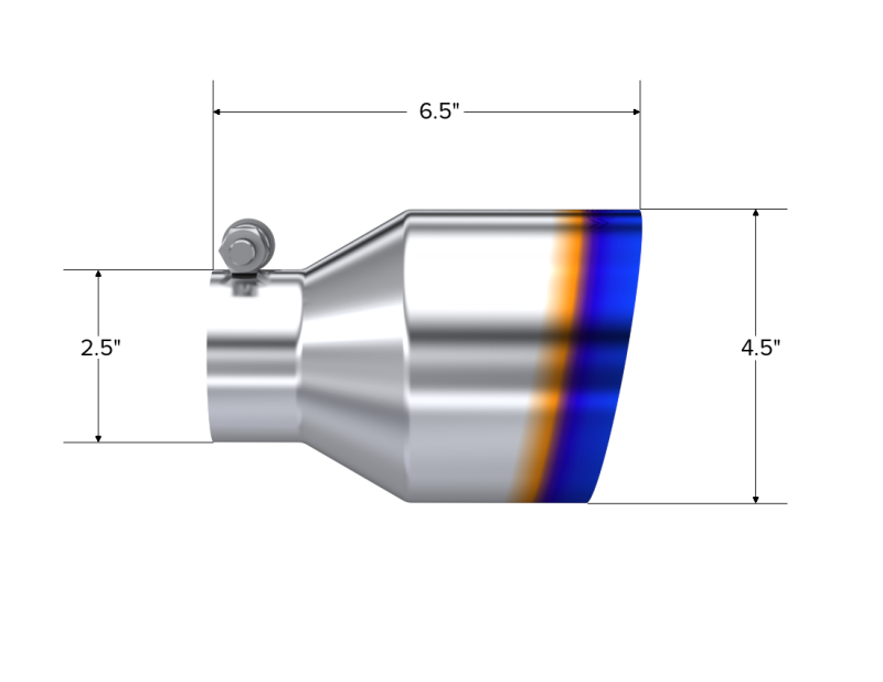MBRP Universal Burnt SS Tip 2.5in ID / 4.5in OD Out / 6.5in Length Angle Cut Single Wall-SR1 Performance