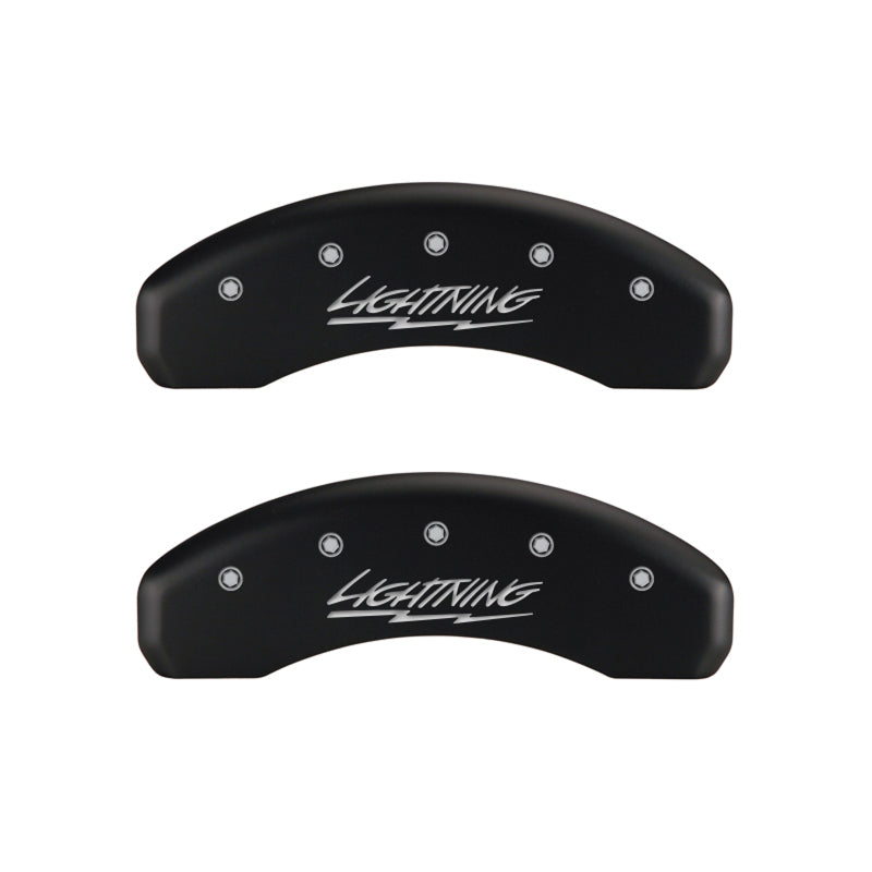 MGP 4 Caliper Covers for Ford F-150 (1999-2004) - Red Lightning Finish with Silver Engraving
