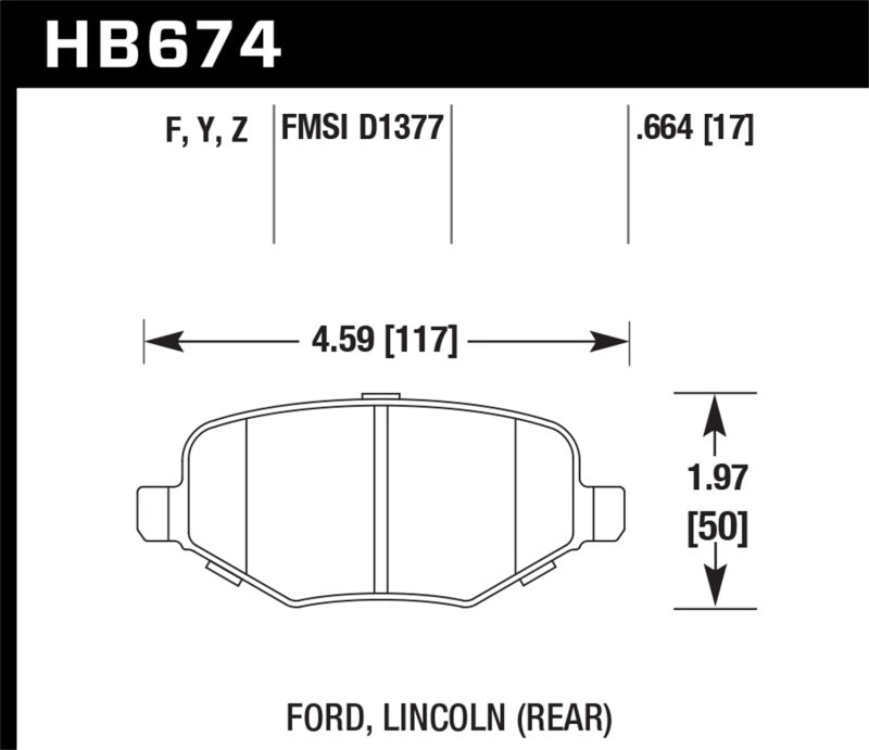 Hawk Ford Edge/Explorer/Flex/Taurus/ Lincoln MKS/MKT/MKX HPS Rear Brake Pads-SR1 Performance