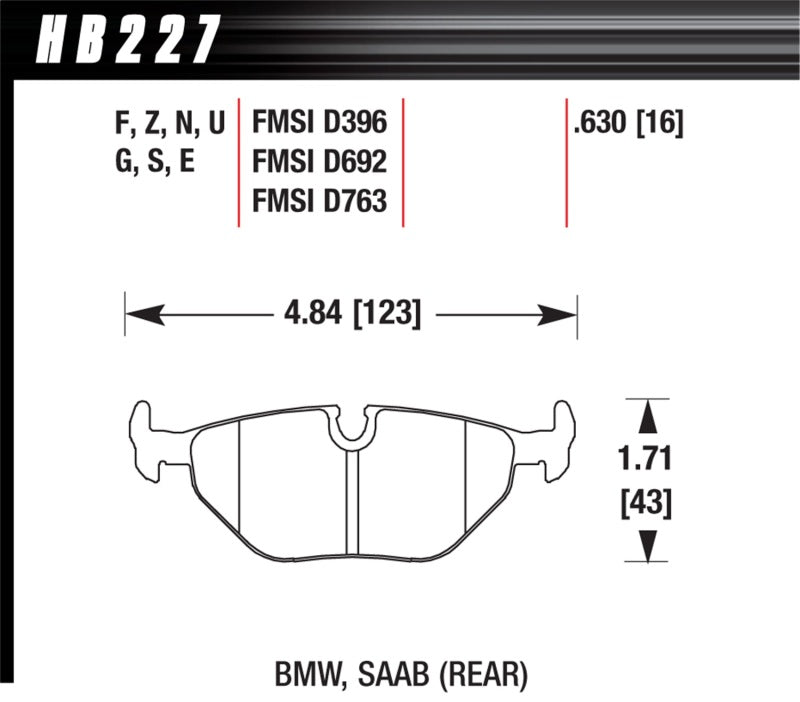 Hawk BMW 3/5/7 Series / M3 / Z3 / Z4 Race Blue 9012 Rear Brake Pads-SR1 Performance