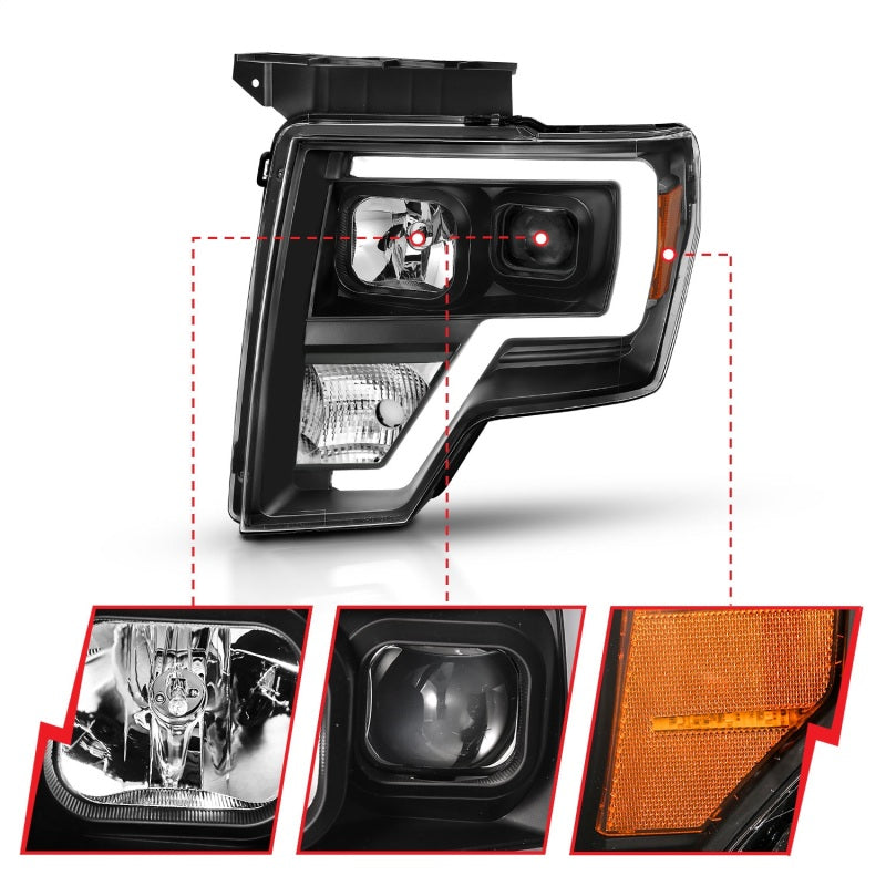 ANZO 2009-2014 Ford F-150 Projector Light Bar H.L Black Amber-SR1 Performance