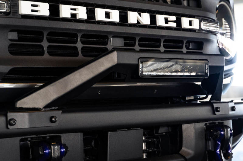 DV8 Offroad Ford Bronco Factory Modular Front Bumper Bull Bar with Low Profile Design and 13-Inch LED Light Mount