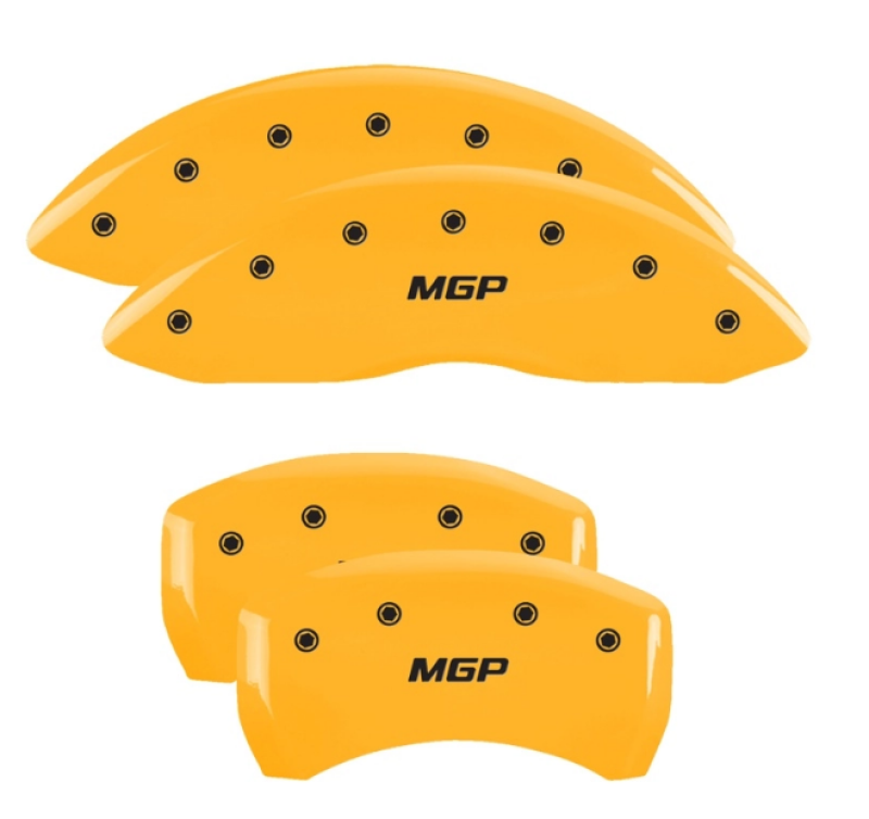 MGP 4 Caliper Covers Engraved Front/Rear 18-19 Buick Regal Sportback Yellow Finish Silver Characters-SR1 Performance
