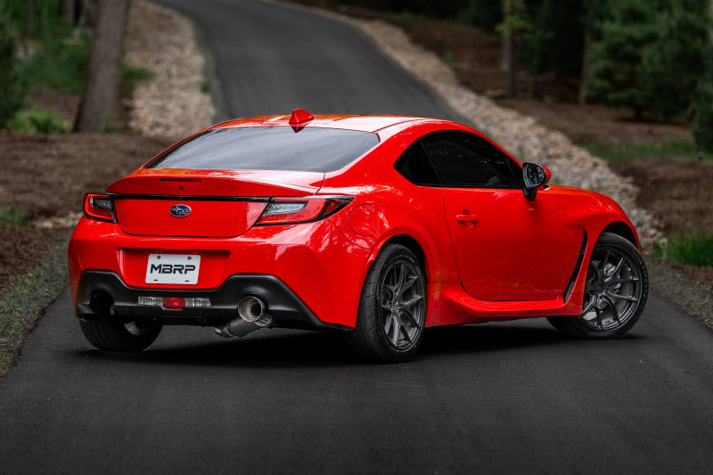 MBRP 12-22 Subaru BRZ 17-22 Toyota GR86 Stainless Steel 3in Cat-Back-Single Rear Exit w Burnt Tip-SR1 Performance