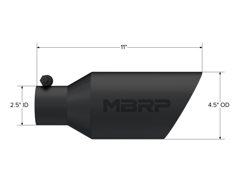 MBRP Universal Dual Wall Angle Rolled End Tip 4-1/2in OD / 2-1/2in Inlet / 11in Length - Black-SR1 Performance