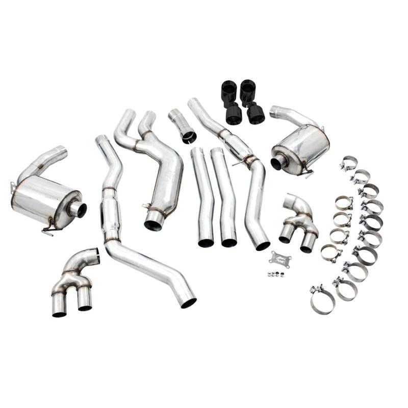 AWE Tuning 2019+ BMW M340i (G20) Resonated Touring Edition Exhaust - Quad Diamond Black Tips-SR1 Performance