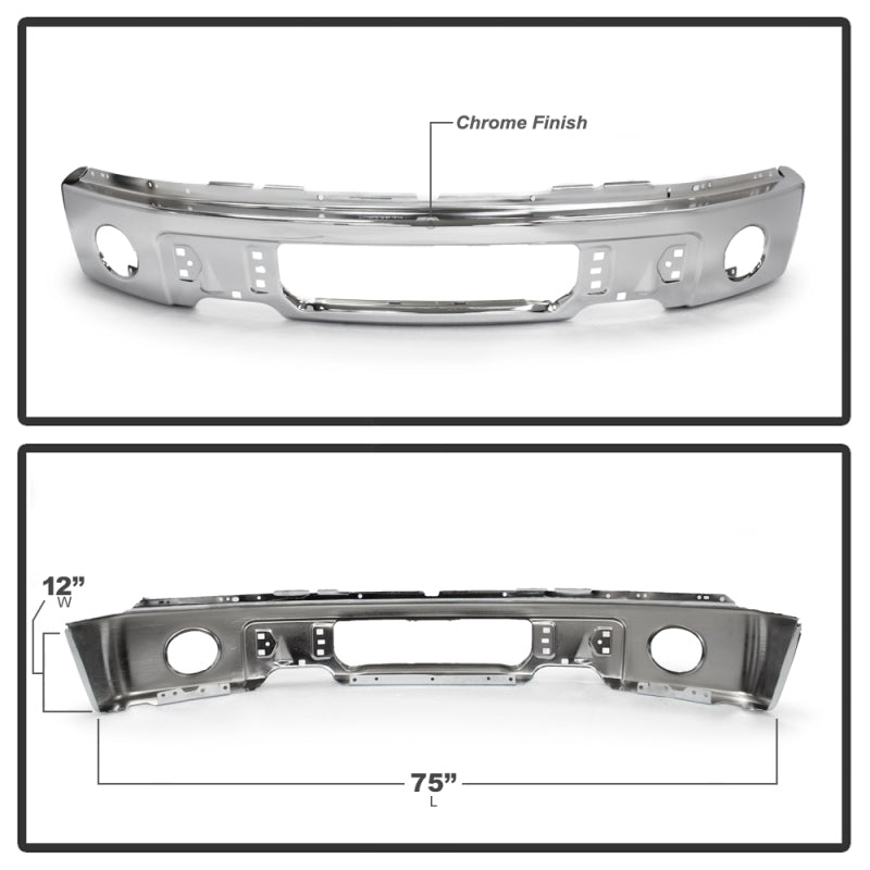 Spyder Ford F150 09-14 w/Fog Light Hole w/o Harley Model Front Bumper - Chrome (OEM 9L3Z17757B)-SR1 Performance