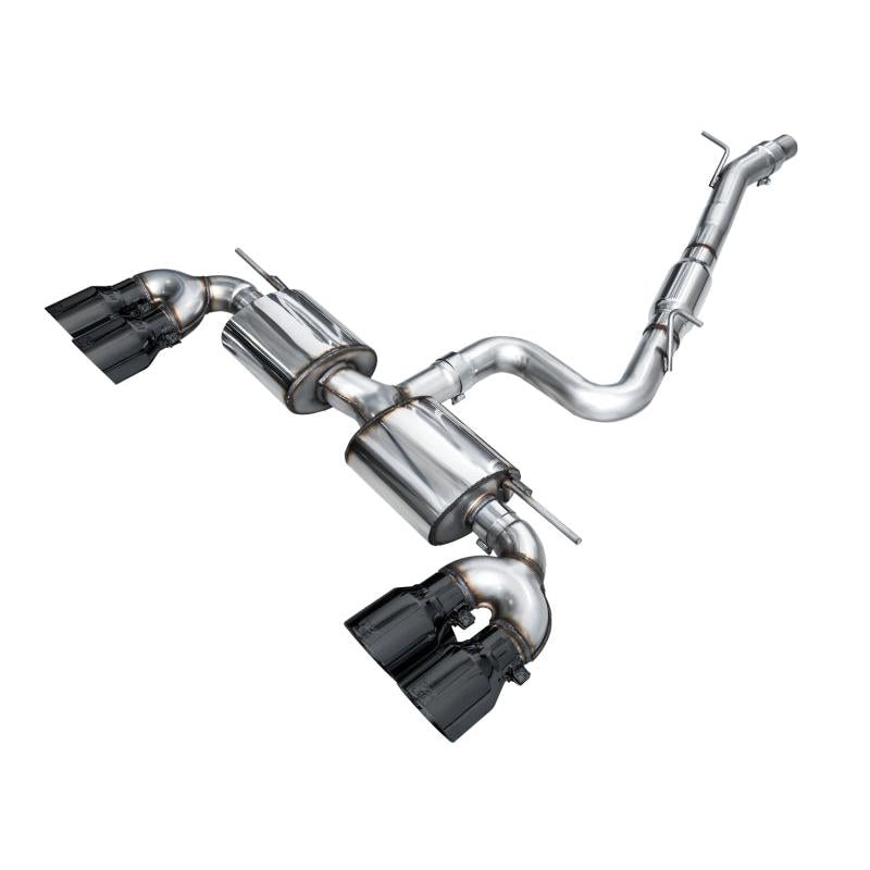 AWE MK8 Volkswagen Golf R 3in Touring Edition Quad Exhaust - Diamond Black Tips-SR1 Performance
