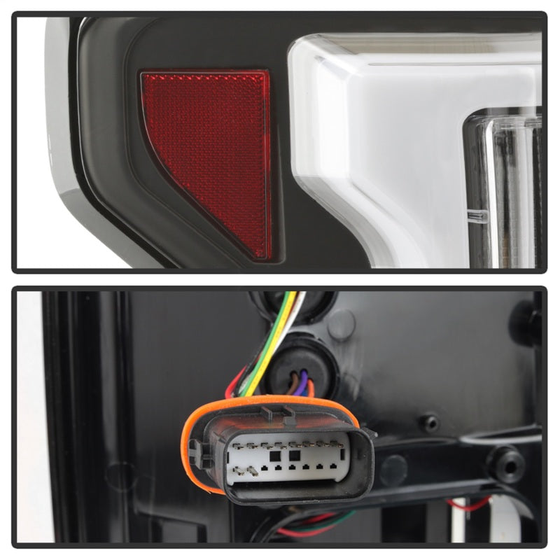 Spyder 15-18 Ford F-150 Light Bar LED Tail Lights (w/Blind Spot) - Black (ALT-YD-FF15015BS-LBLED-BK)-SR1 Performance