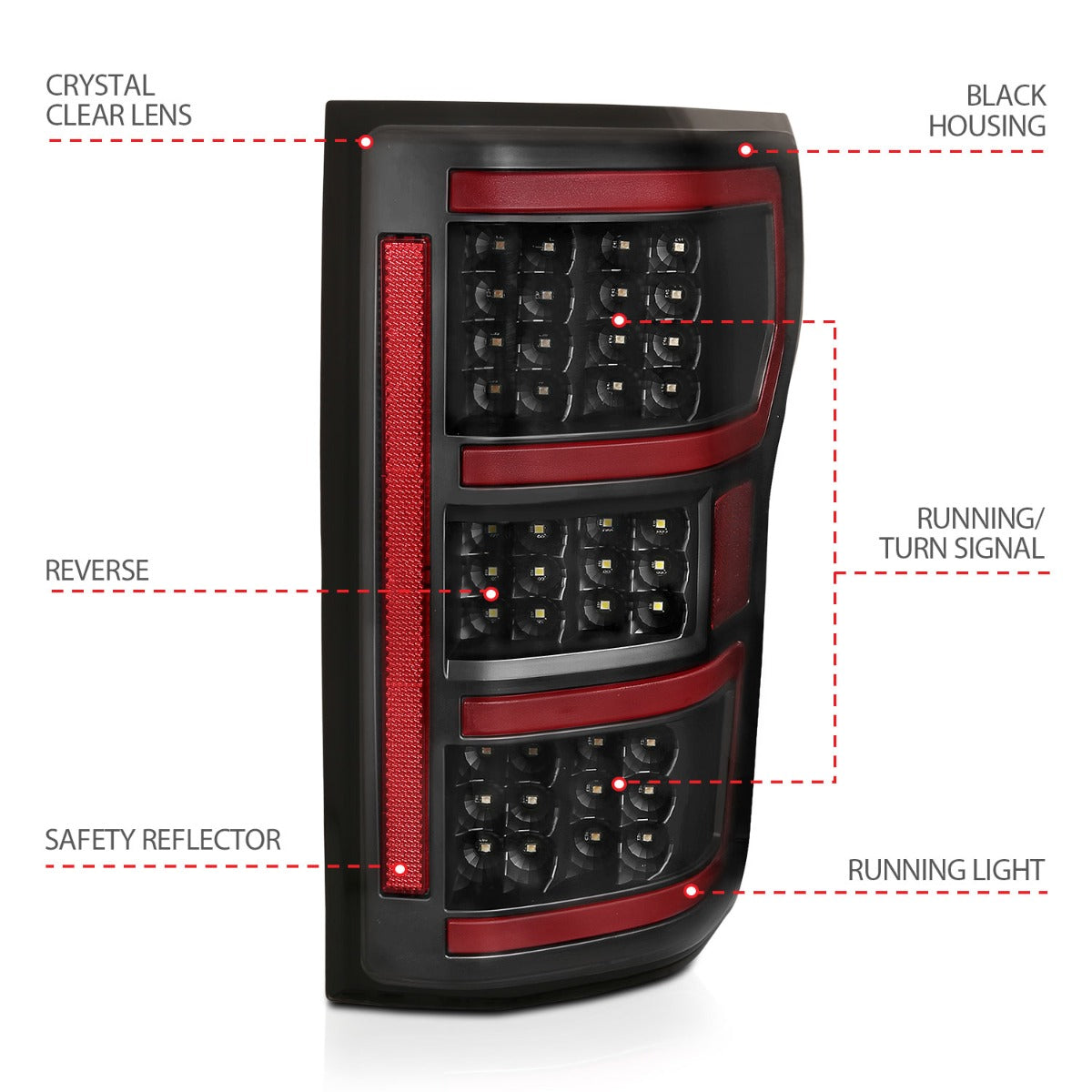 FORD F-150 18-20 FULL LED TAIL LIGHTS BLACK (RED LIGHT BAR)