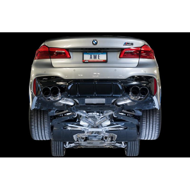 AWE Tuning 18-19 BMW F90 M5 SwitchPatch Cat-Back Exhaust- Black Diamond Tips-SR1 Performance
