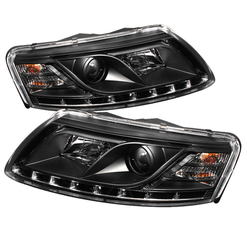 Spyder Audi A6 05-07 Projector Headlights Halogen Model Only - DRL Black PRO-YD-ADA605-DRL-BK-SR1 Performance